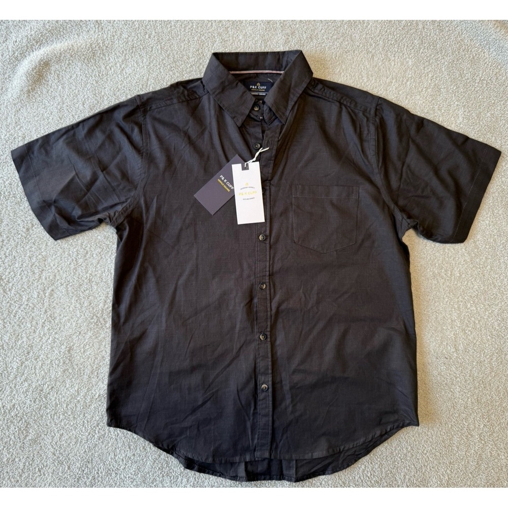 SALE - 3/$25 NWT P & K Cuff Button Down Dress Shirt Gray Men's Size‎ Medium